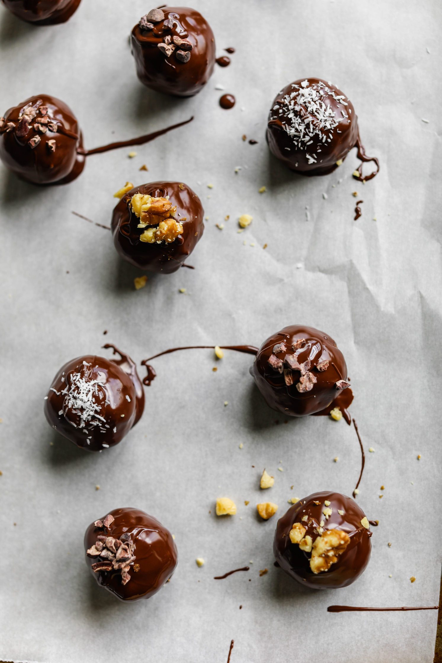 4-Ingredient "Superseed" Chocolate Truffles on parchment paper