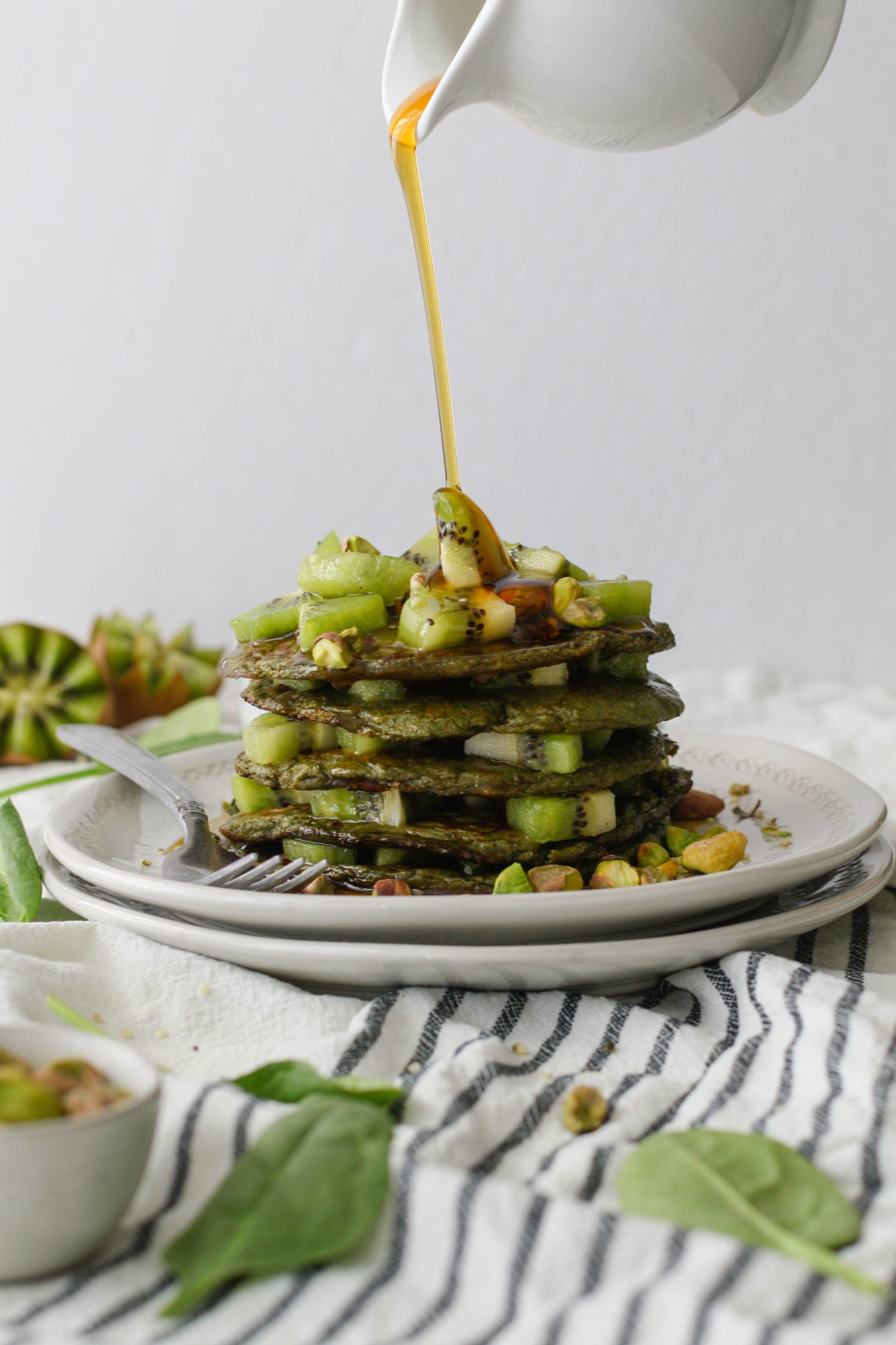 Glowing Green Protein Pancakes by Flora & Vino