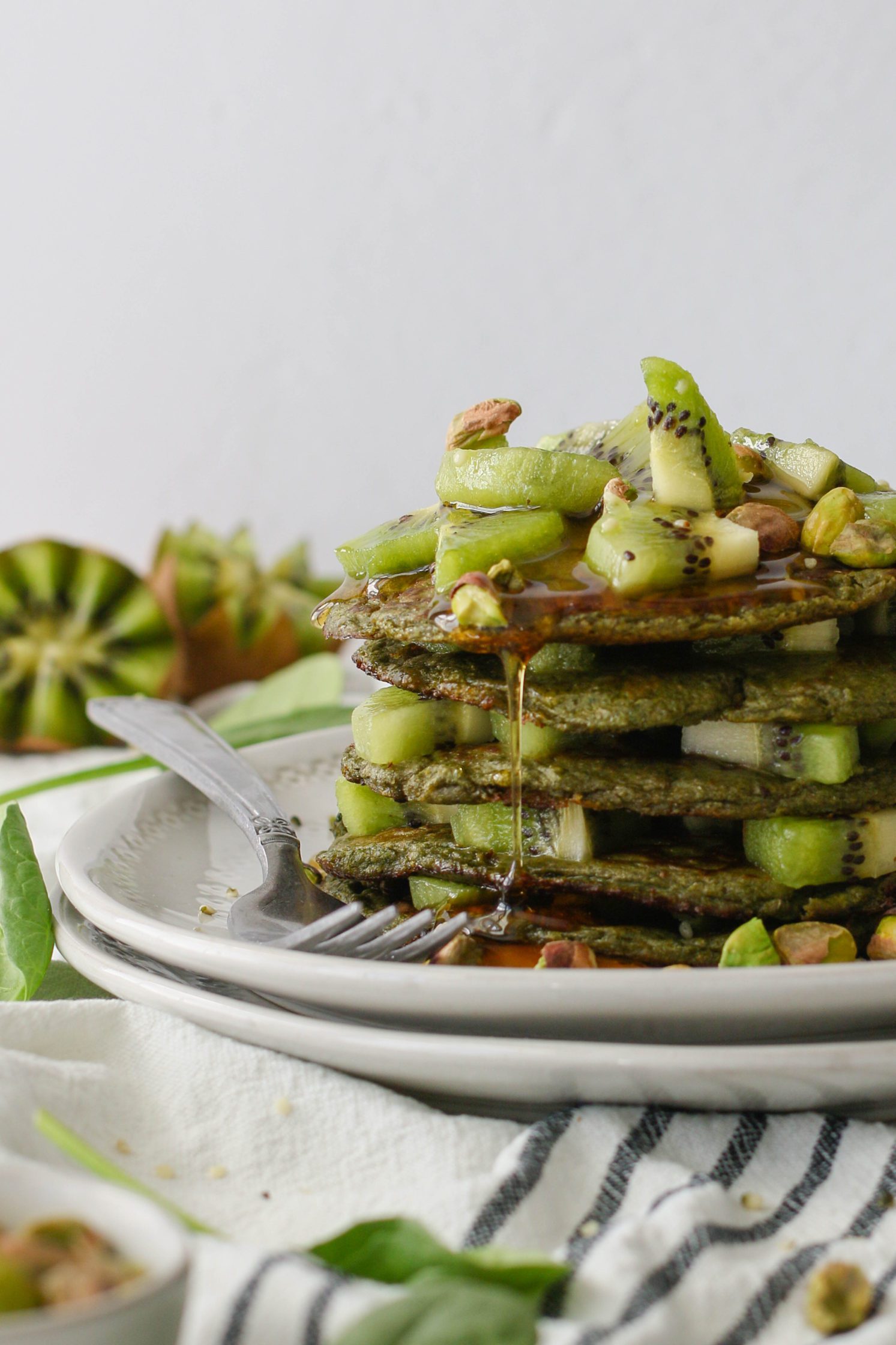 Glowing Green Protein Pancakes by Flora & Vino