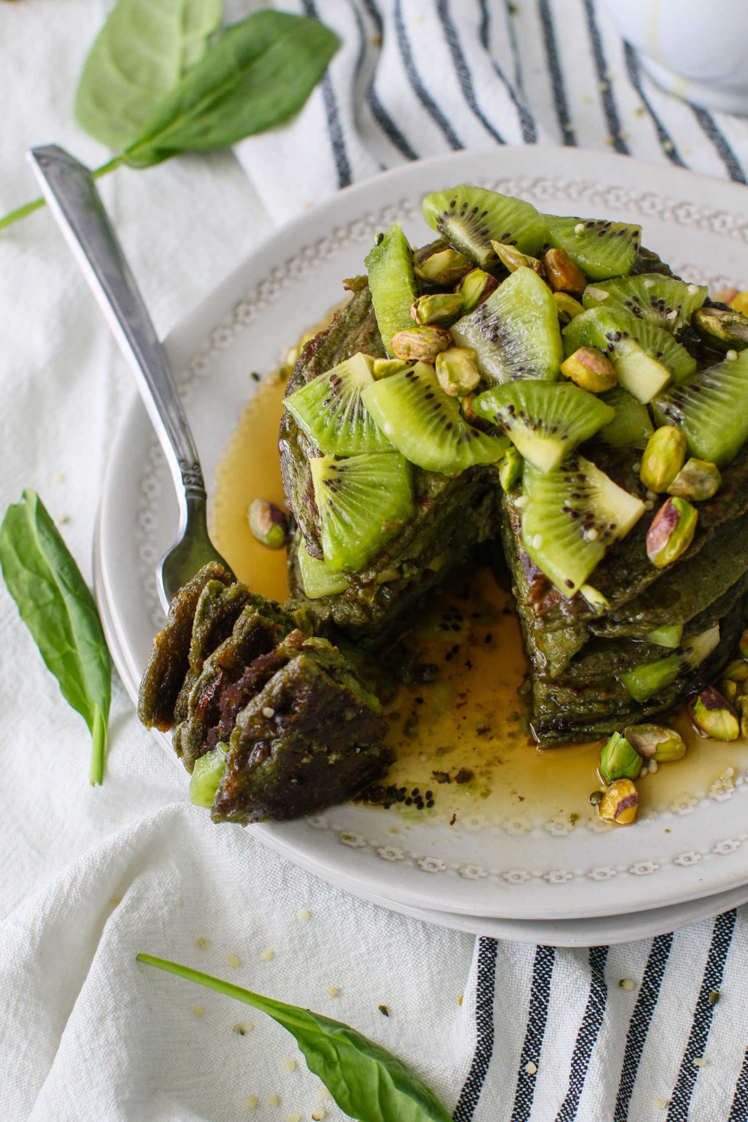 Glowing Green Protein Pancakes by Flora & Vino