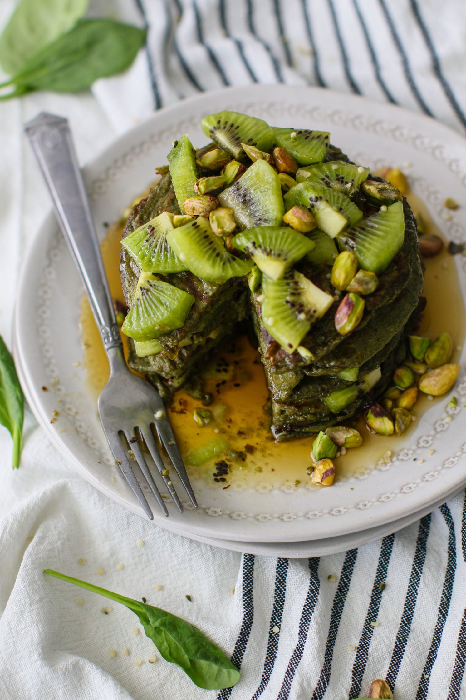 Glowing Green Protein Pancakes by Flora & Vino