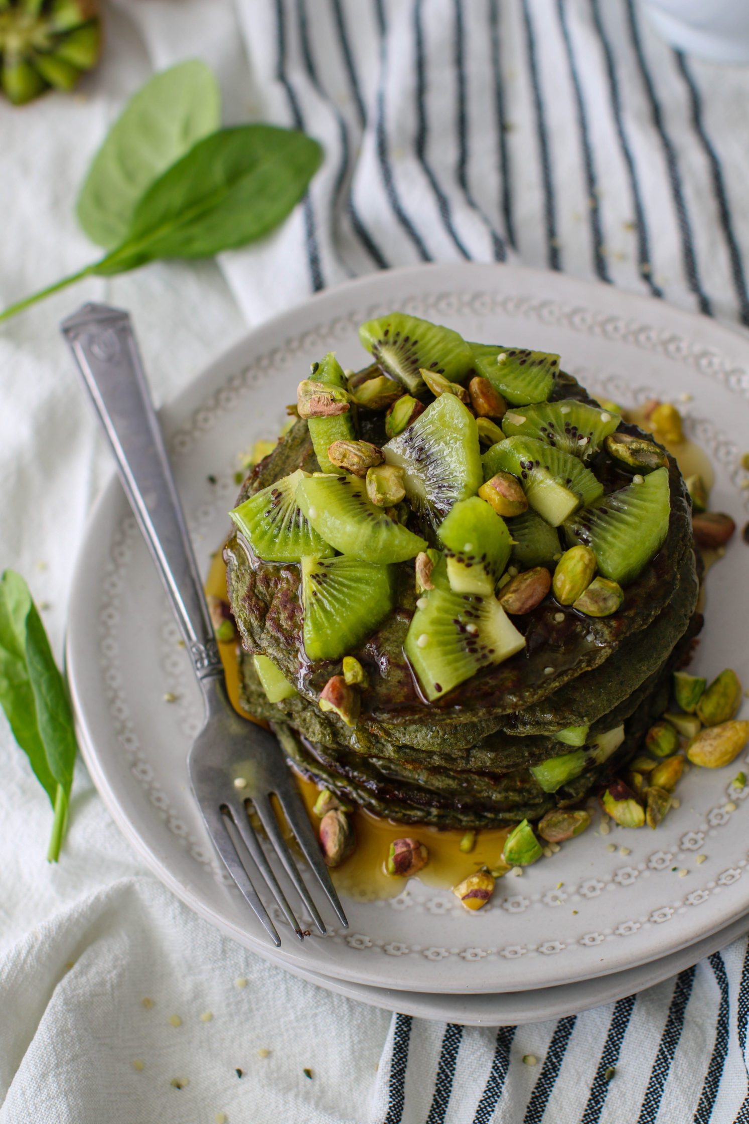 Glowing Green Protein Pancakes by Flora & Vino
