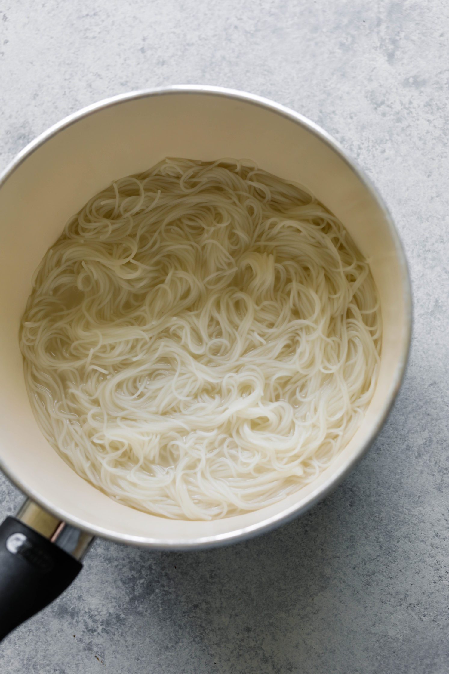 Rice Noodles cooked in pot 