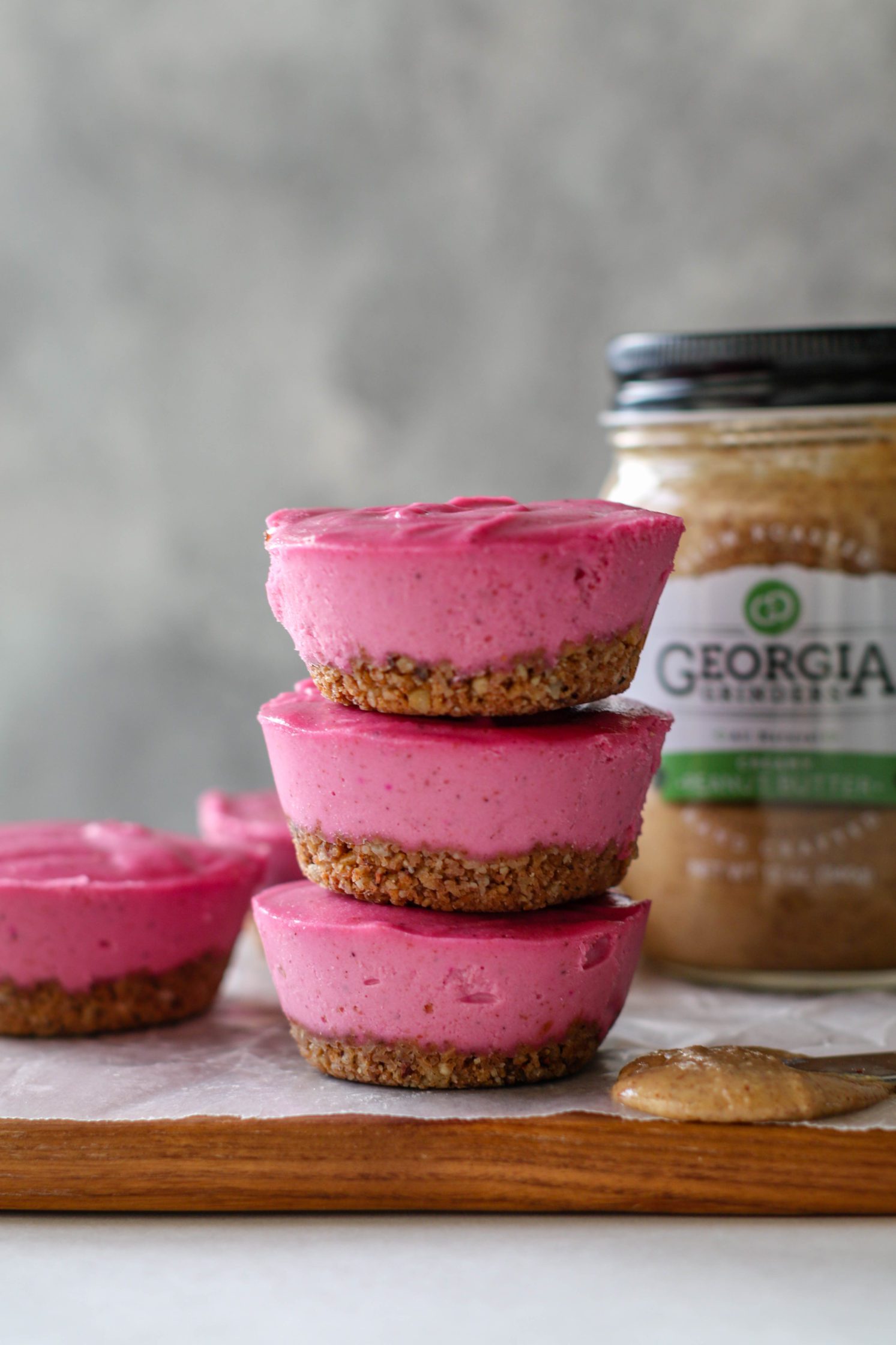 Pink Peanut Butter Cheesecake Cups by Flora & Vino