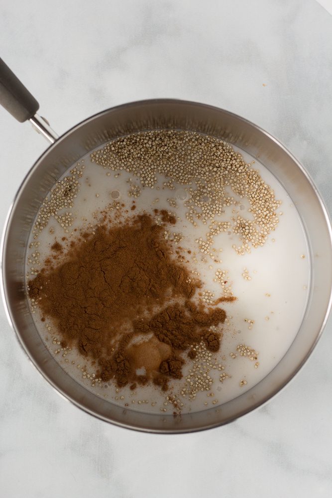 quinoa cooked in coconut milk with cinnamon by Flora & Vino