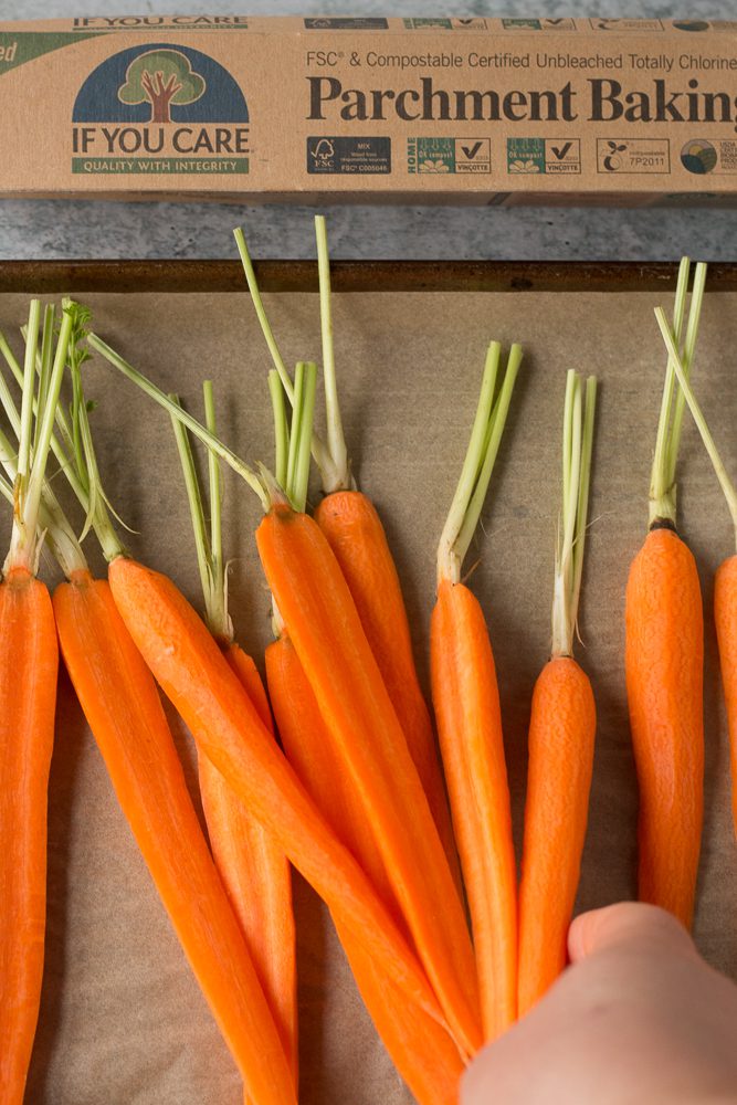 Cumin Roasted Carrots process shot by Flora & Vino