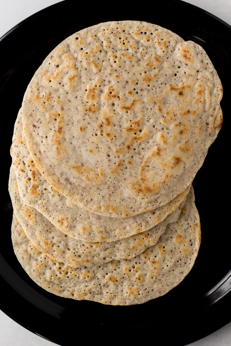Grain-Free Flatbread Wraps cooked and served on plate