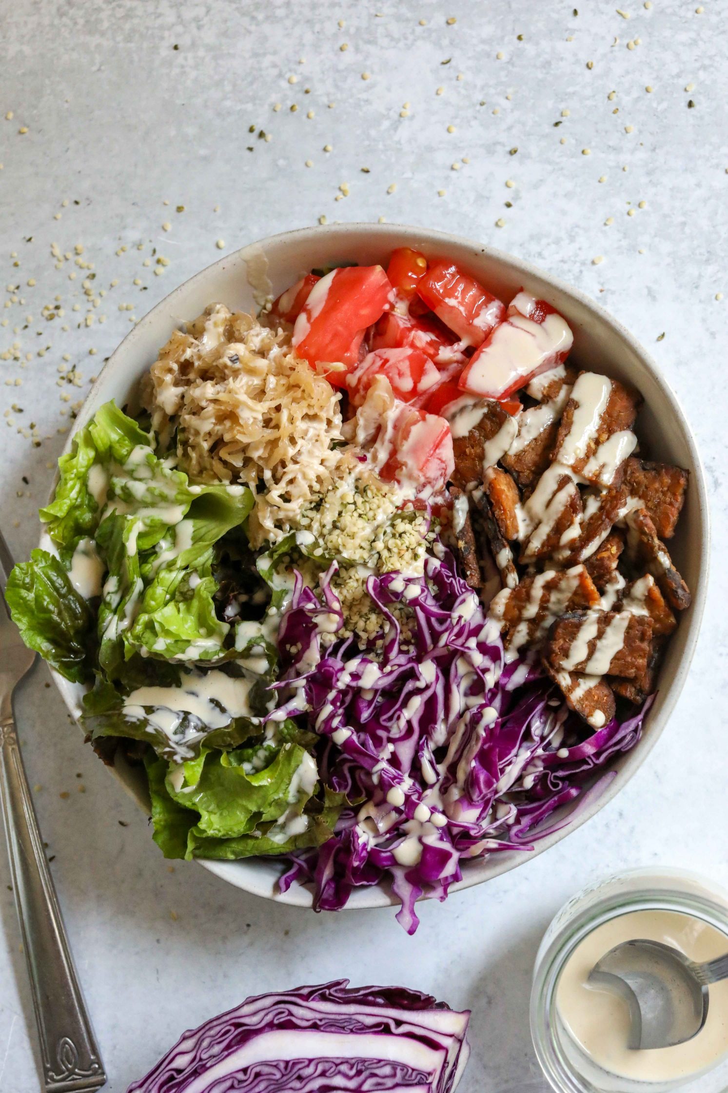 Tempeh Reuben Bowl with Hemp Heart Ranch by Flora & Vino