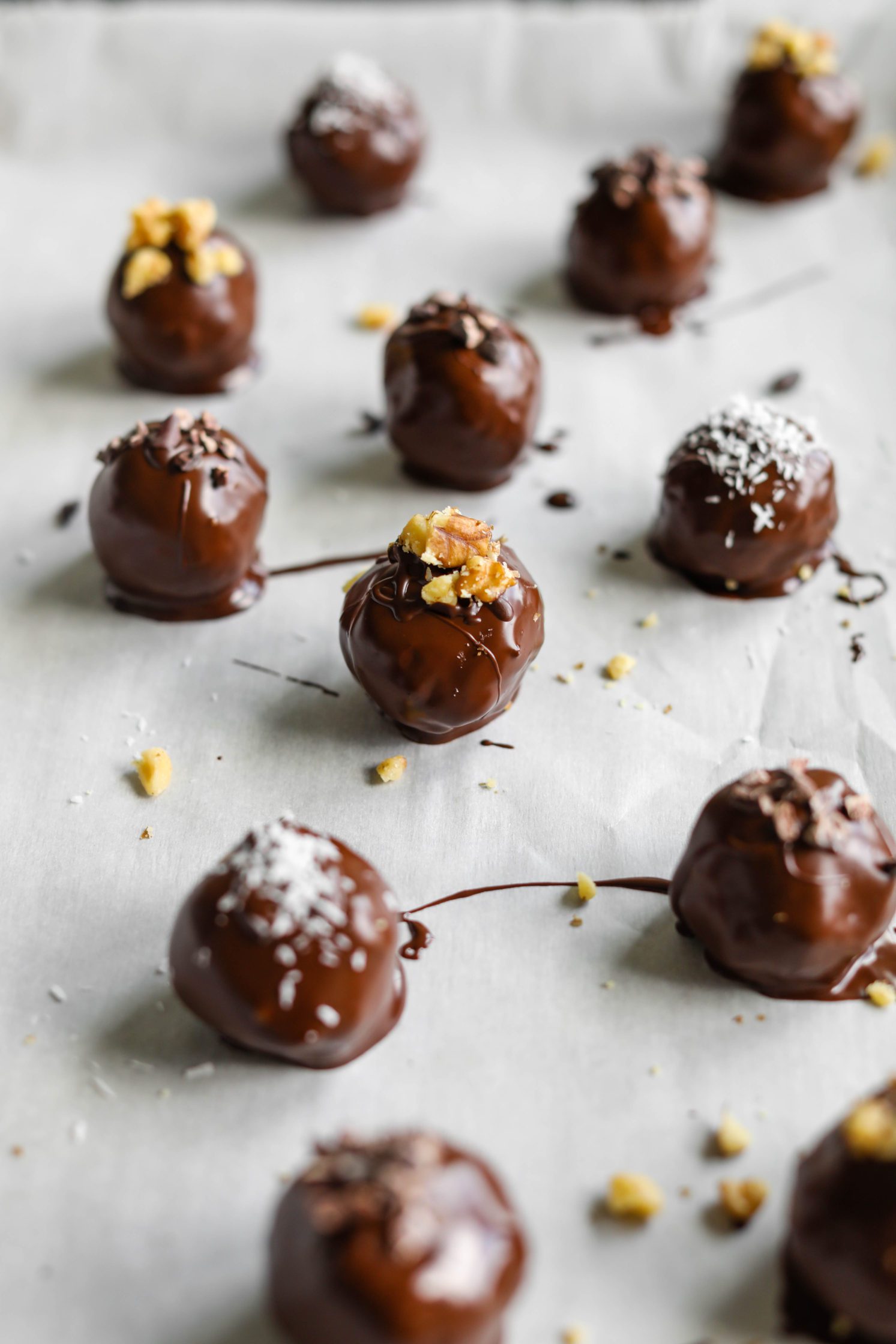 4-Ingredient "Superseed" Chocolate Truffles on parchment paper