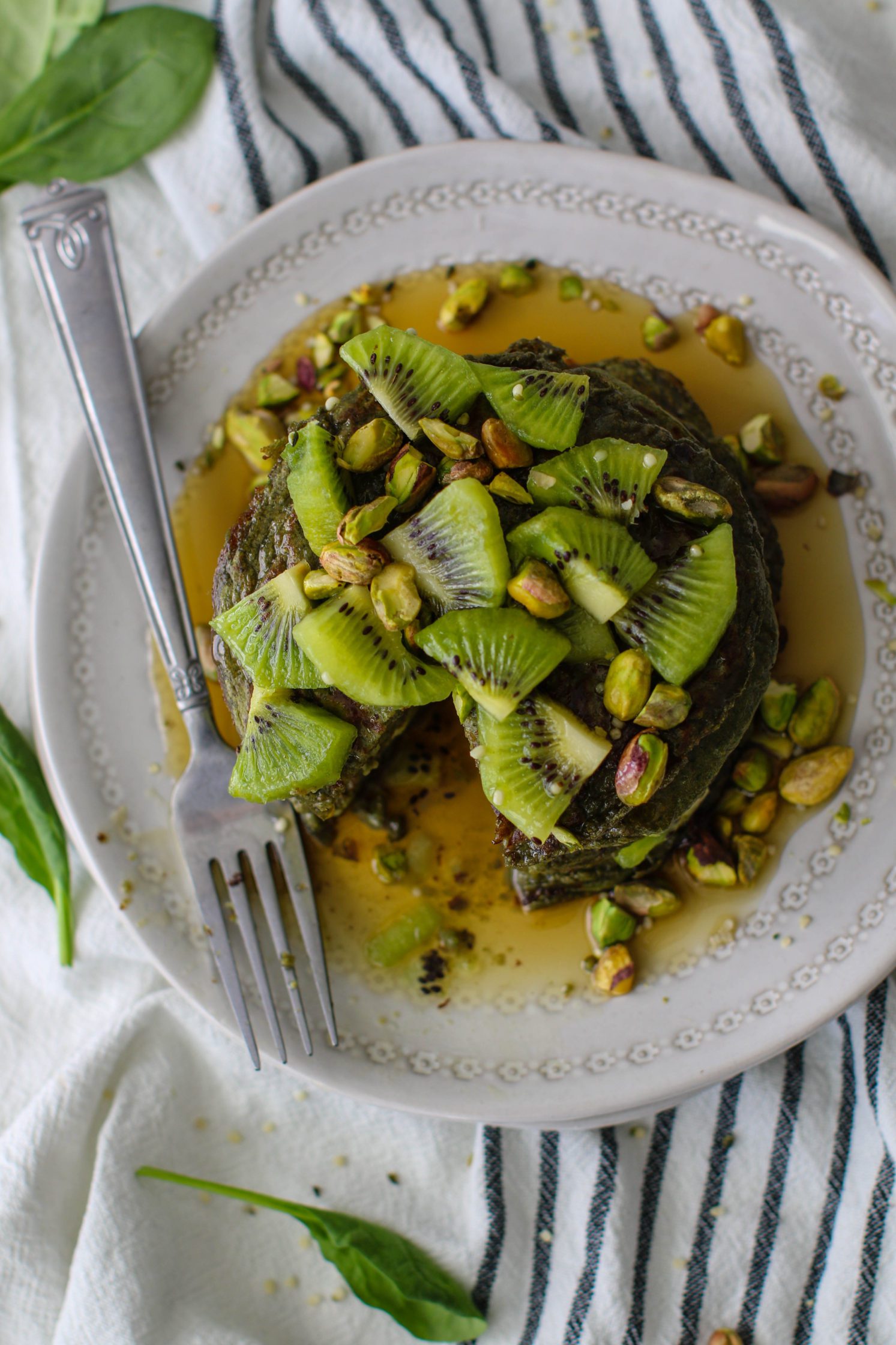 Glowing Green Protein Pancakes by Flora & Vino