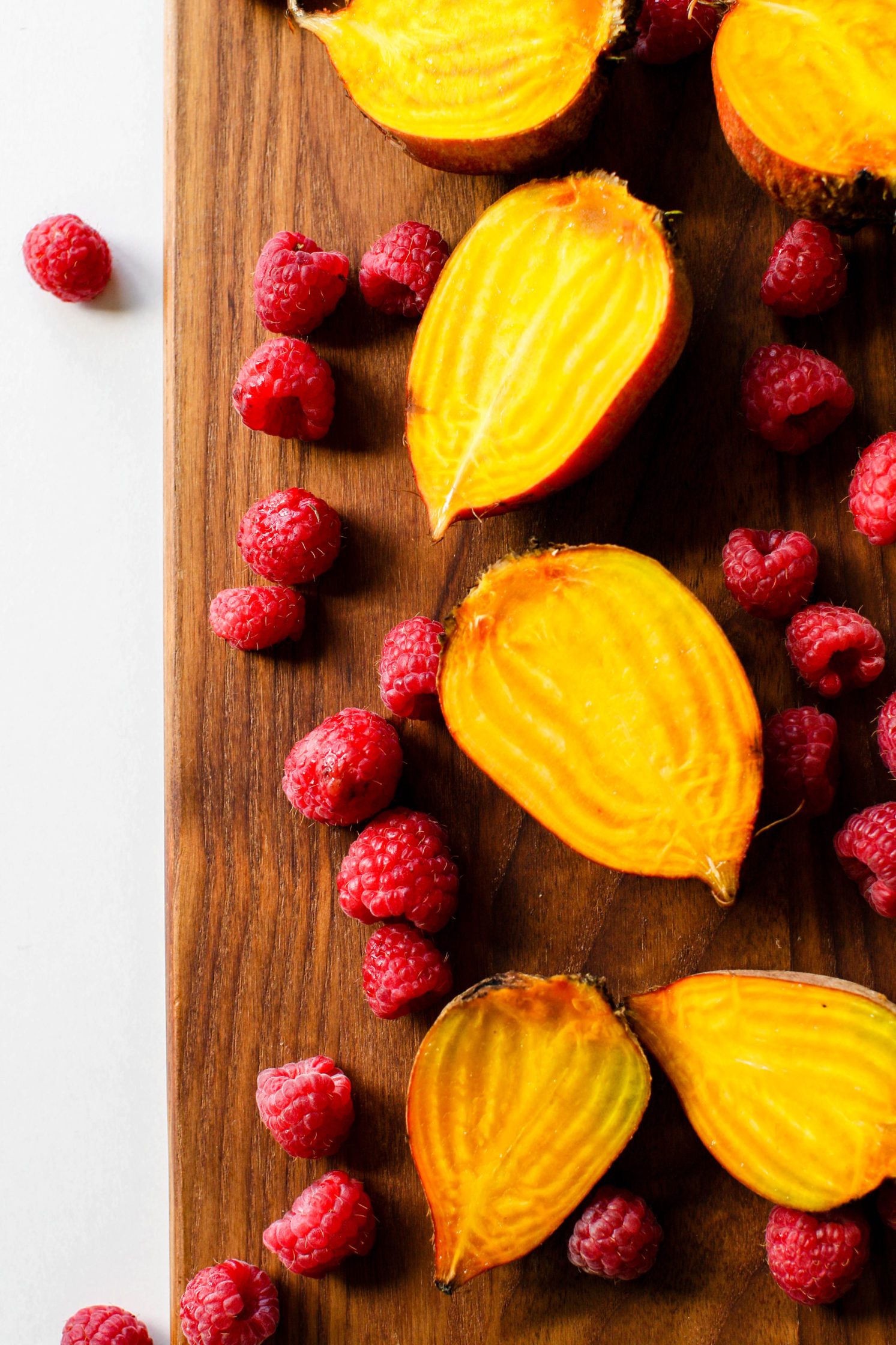 Golden Beet Protein Pancakes with Easy Raspberry Compote