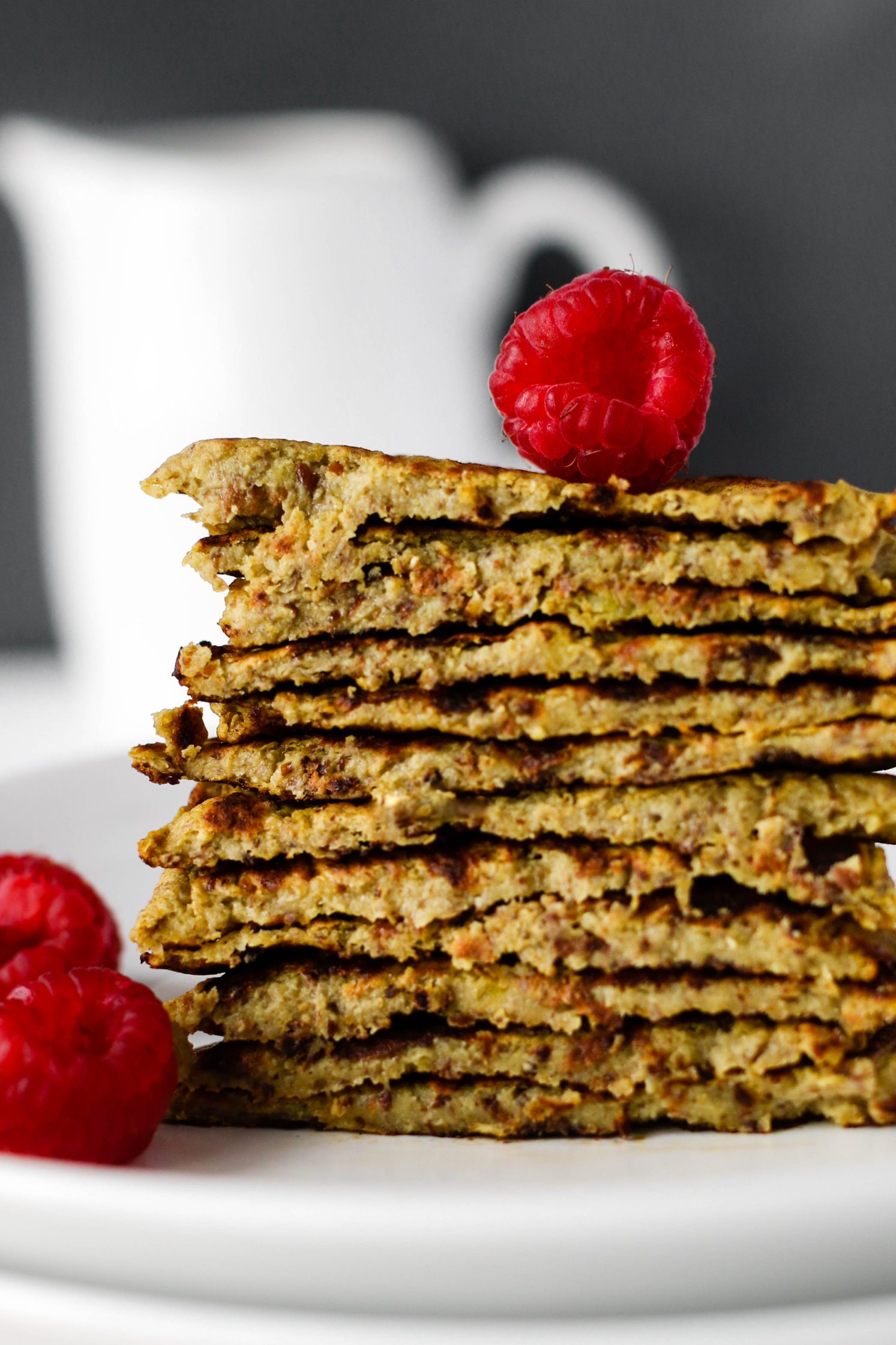 Golden Beet Protein Pancakes with Easy Raspberry Compote