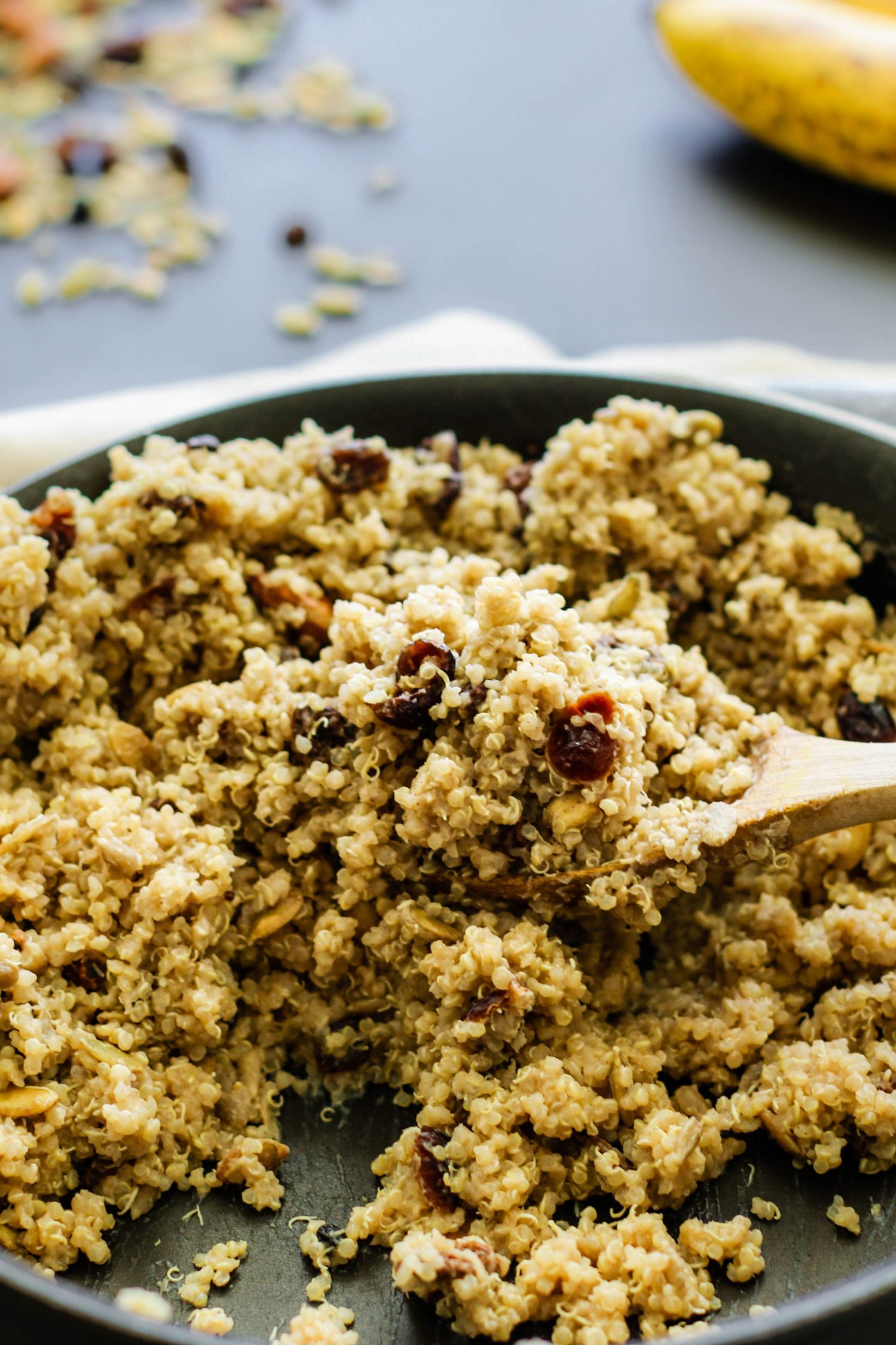 quinoa cooked on the stovetop with nuts and dried berries