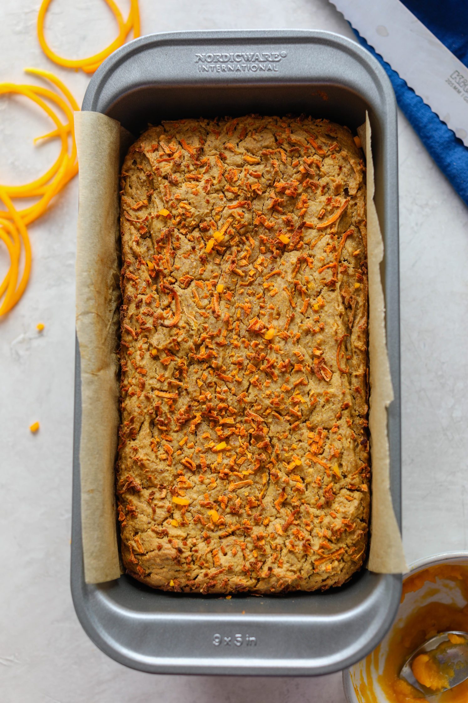 1-Bowl Butternut Bread baked in parchment lined bread pan