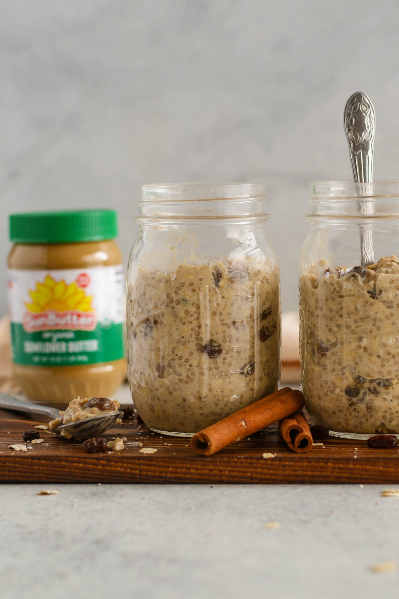 Oatmeal Raisin SunButter Overnight Oats by Flora & Vino 