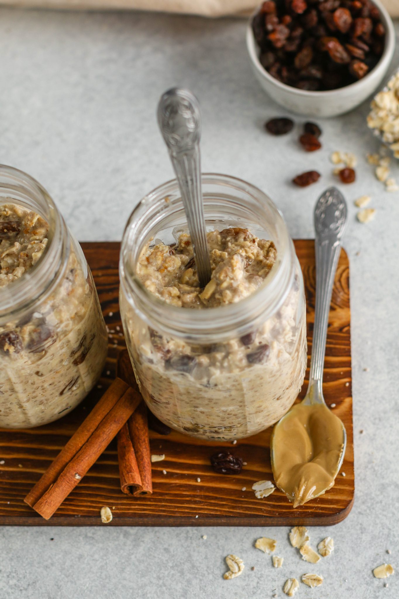 Oatmeal Raisin SunButter Overnight Oats by Flora & Vino 