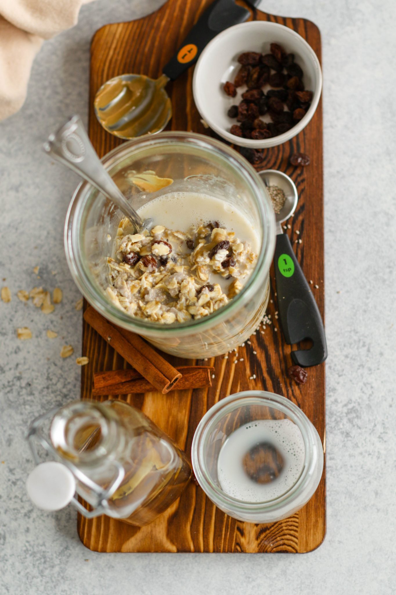 Oatmeal Raisin SunButter Overnight Oats Mixed