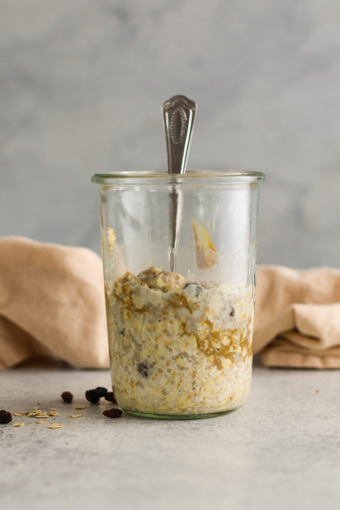 Oatmeal Raisin SunButter Overnight Oats by Flora & Vino 