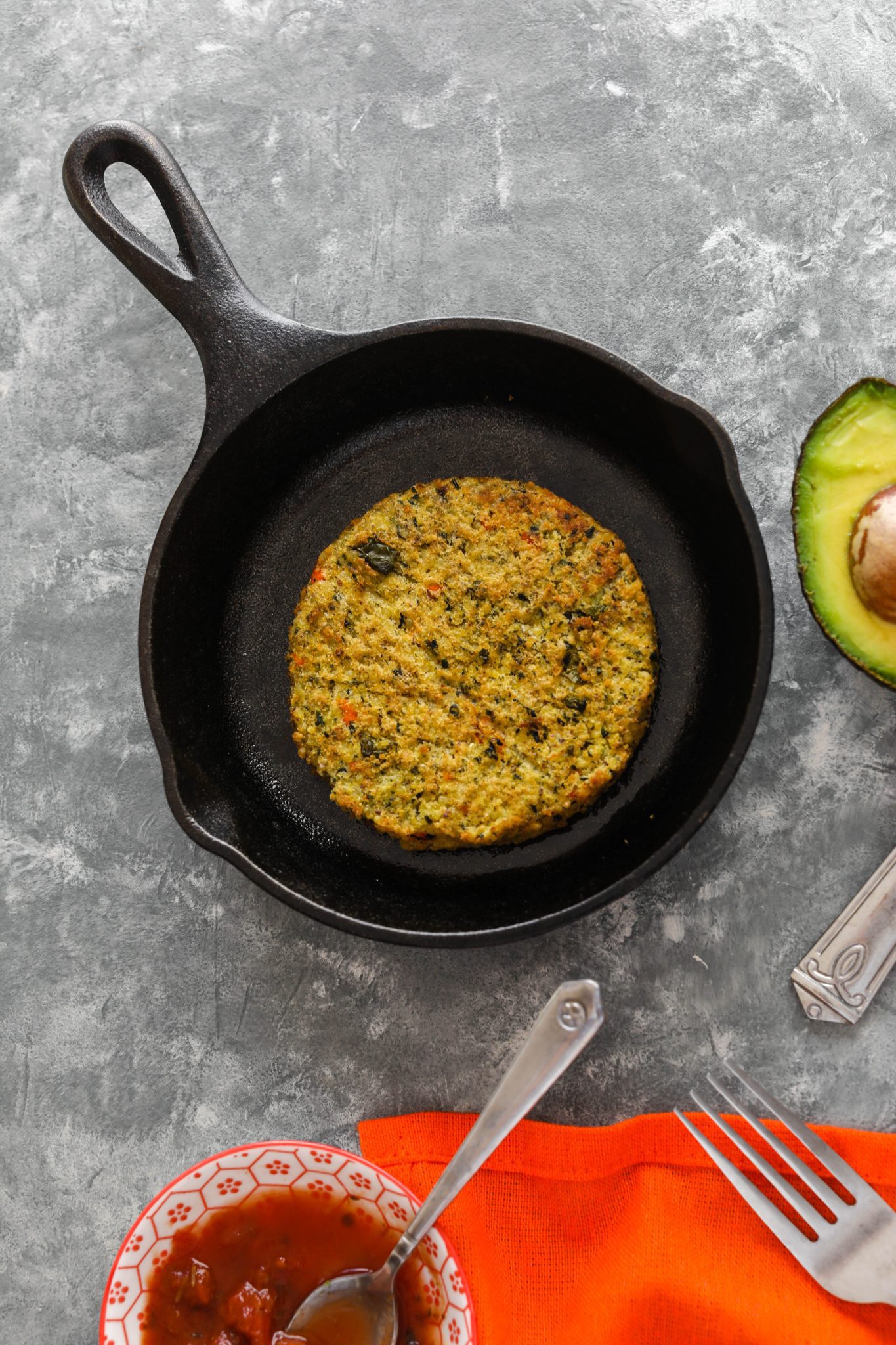Hilary's Eat Well World's Best Veggie Burger in cast iron skillet