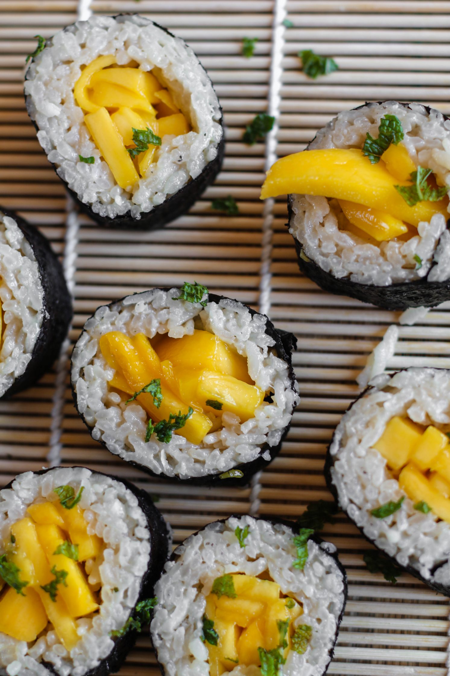 Mango Sticky Rice Dessert Sushi by Flora & Vino