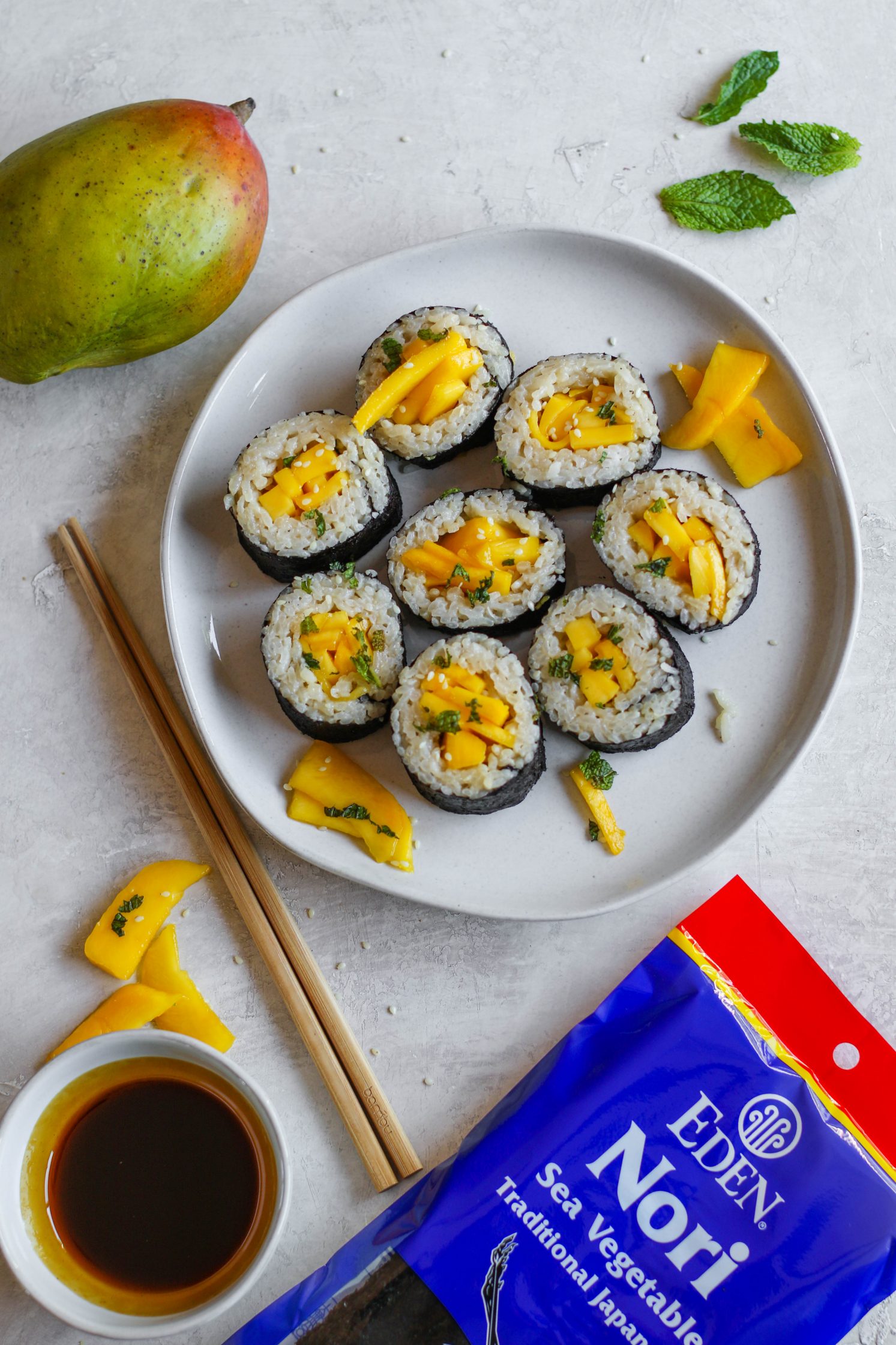 Mango Sticky Rice Dessert Sushi by Flora & Vino