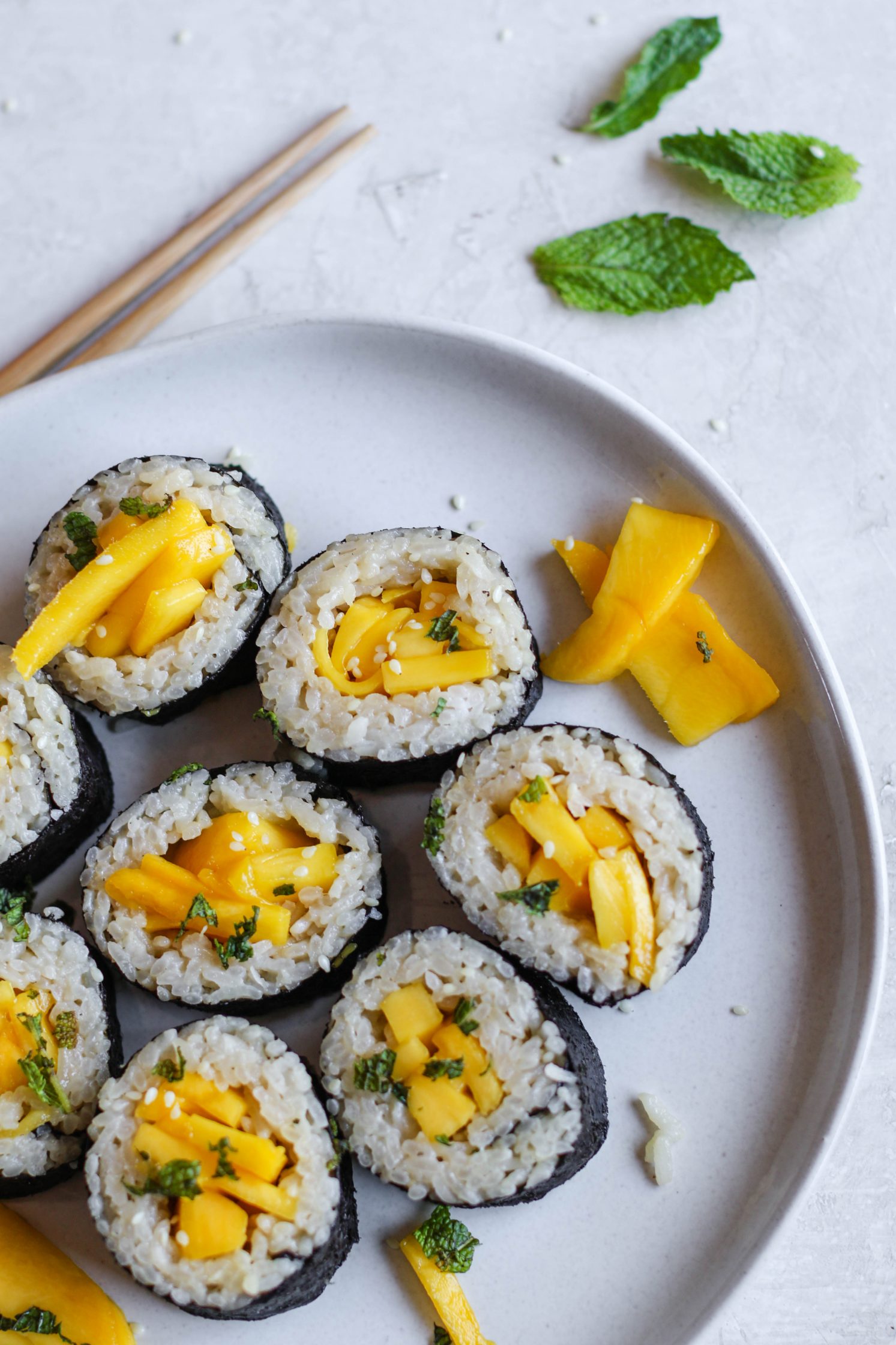 Mango Sticky Rice Dessert Sushi by Flora & Vino