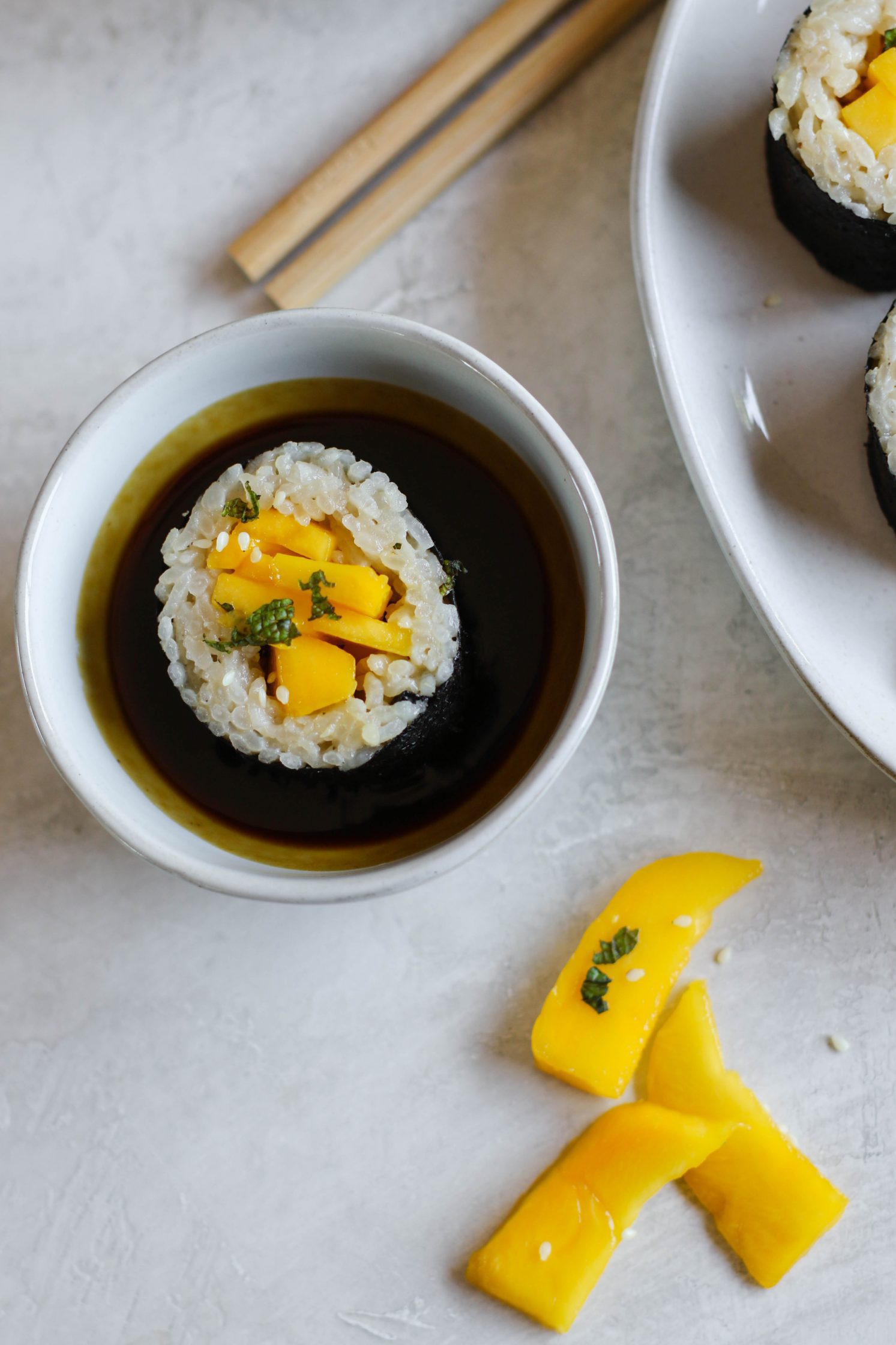 Mango Sticky Rice Dessert Sushi by Flora & Vino