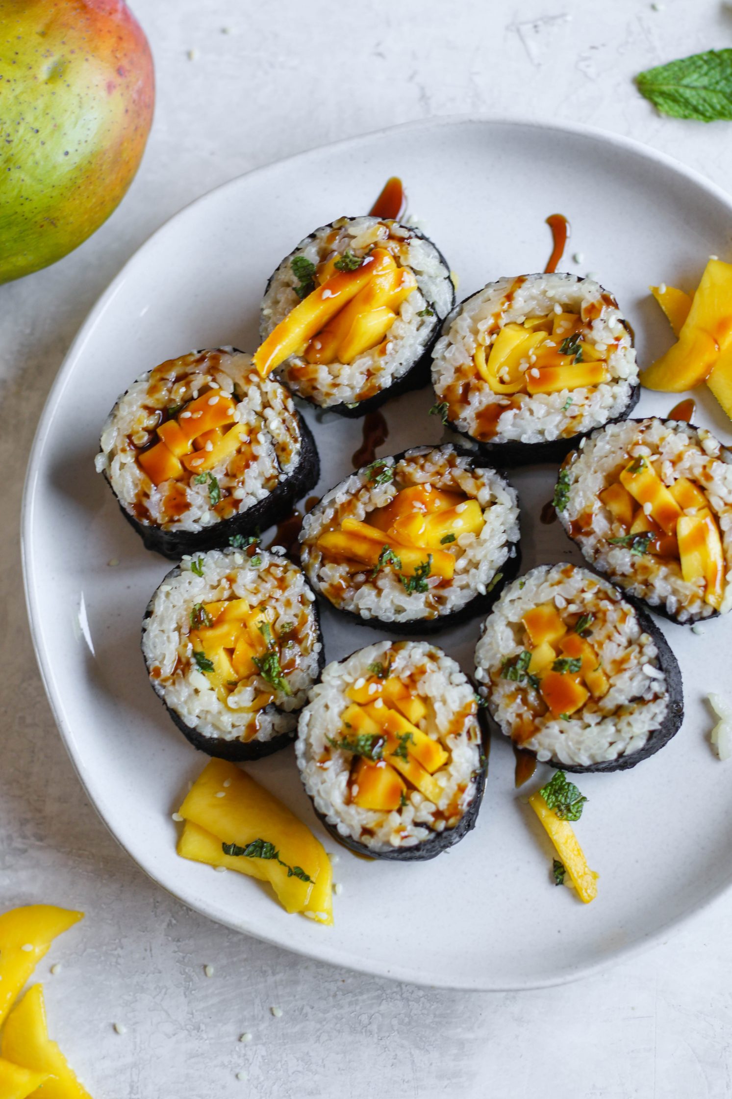 Mango Sticky Rice Dessert Sushi by Flora & Vino