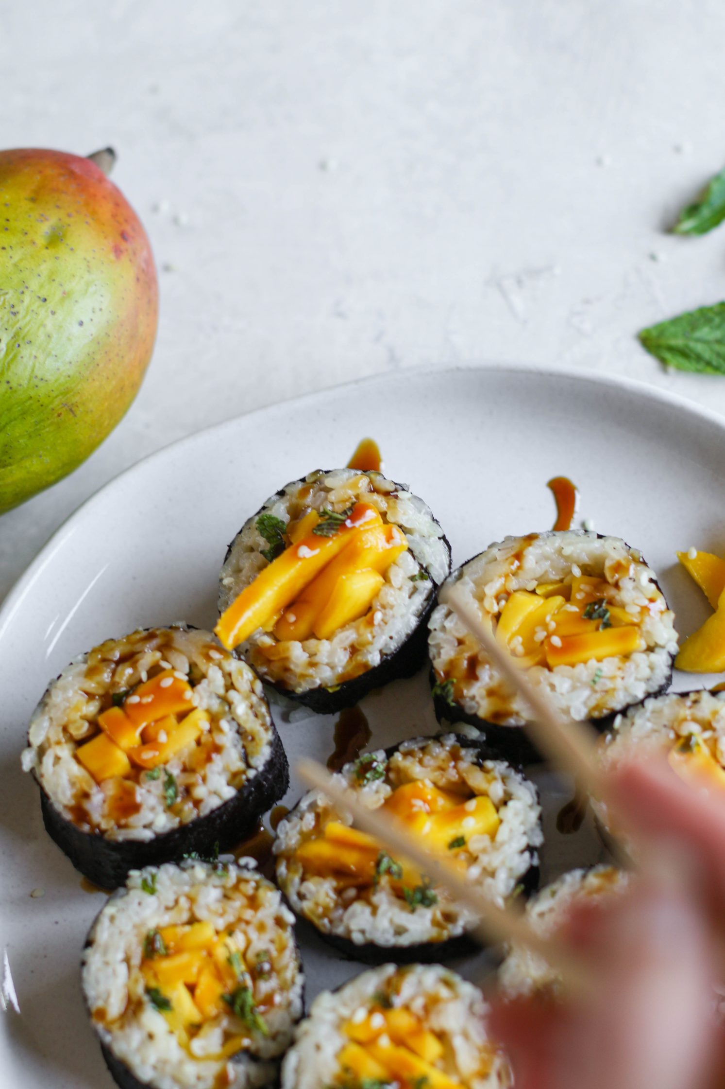 Mango Sticky Rice Dessert Sushi by Flora & Vino