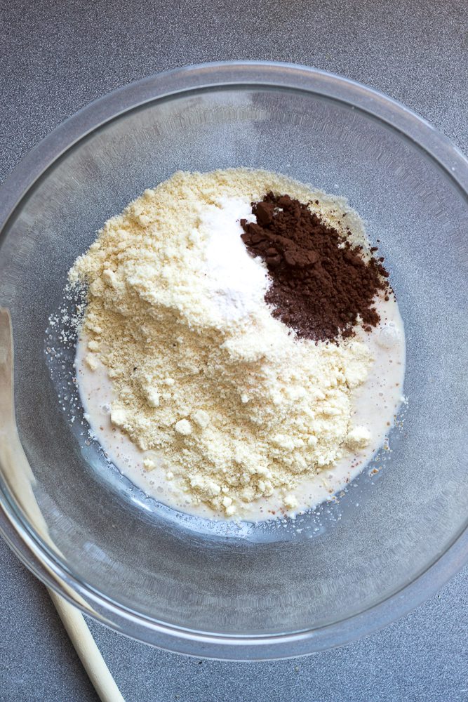 Paleo Chocolate Chip Waffles process shot
