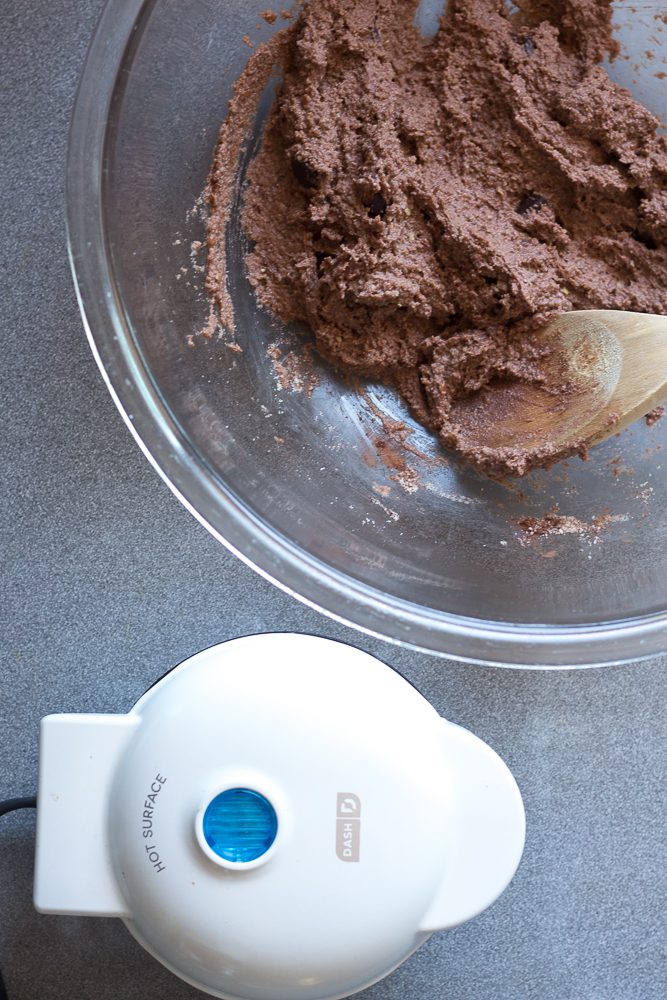 Paleo Chocolate Chip Waffles process shot