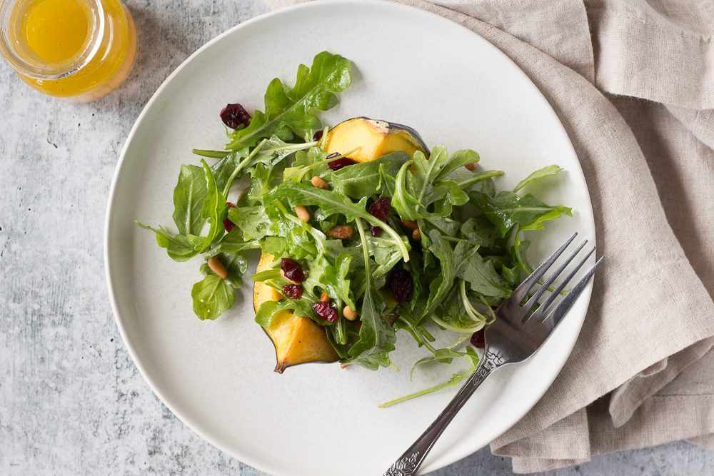 Roasted Squash & Arugula Salad by Flora & Vino 