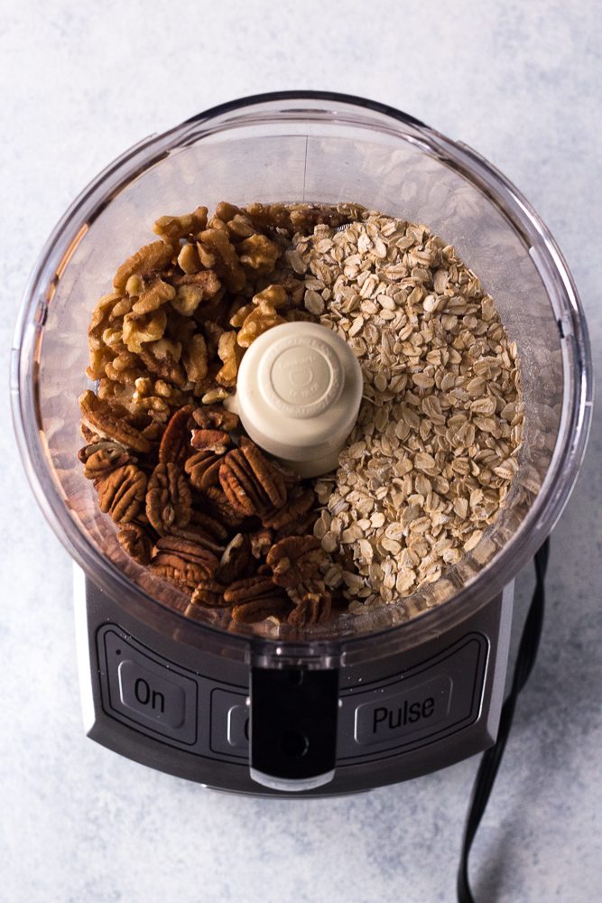 granola ingredients in blender by Flora & Vino