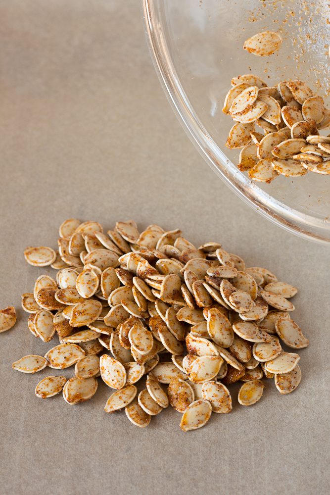 Everything Roasted Pumpkin Seeds process shot