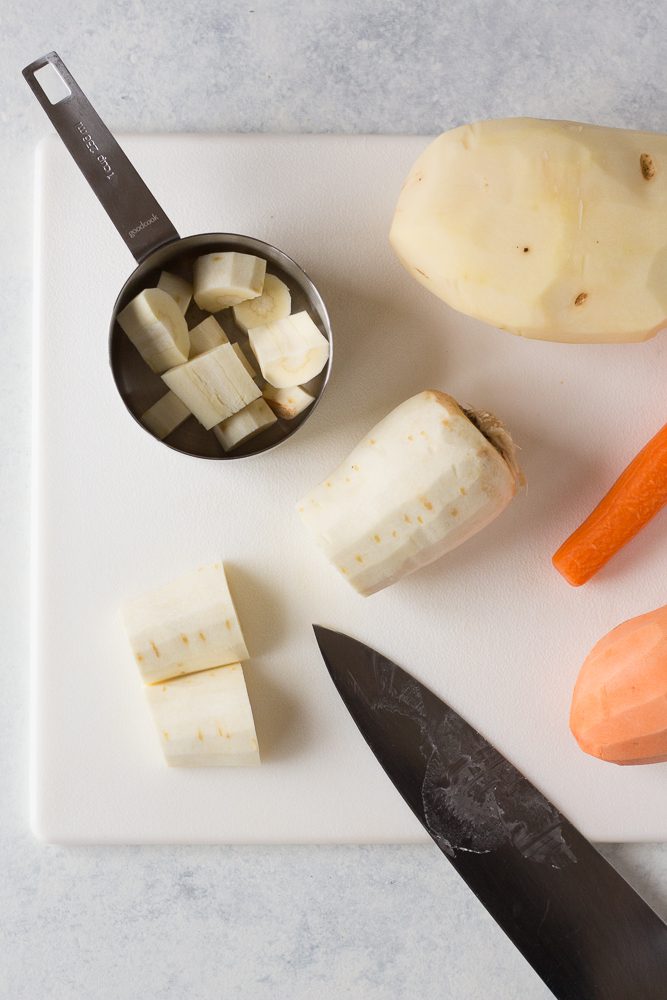 Root Vegetable Mash prep shot