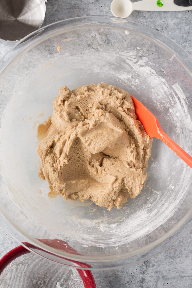 sugar cookie batter with a spatula by Flora & vino
