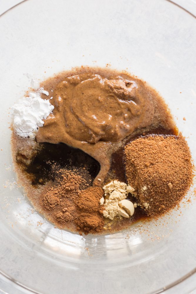 gingerbread cookie ingredients in bowl by Flora & Vino