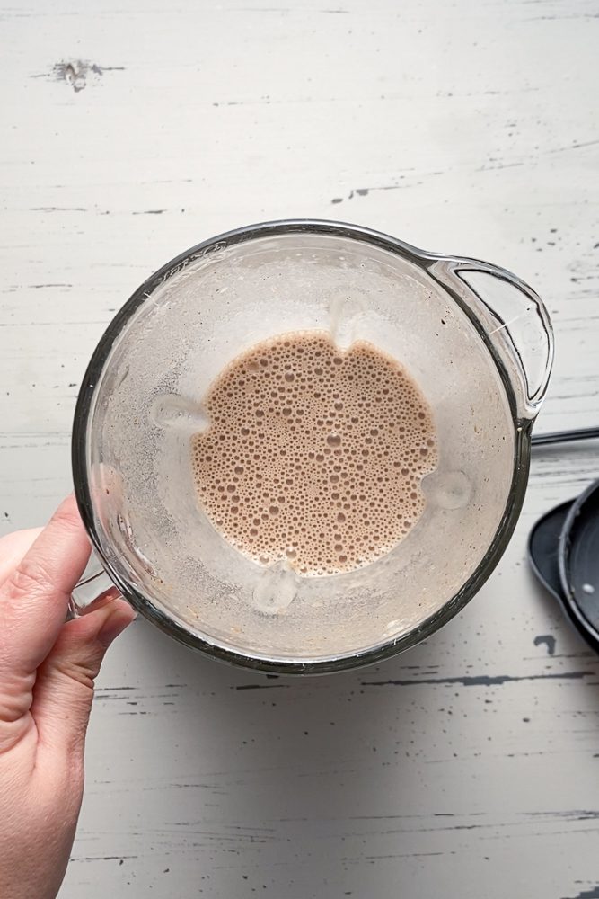 SunButter Cinnamon Smoothie prep photo by Flora & Vino