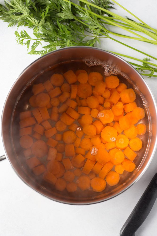 Carrot Cashew Queso process shot by Flora & Vino