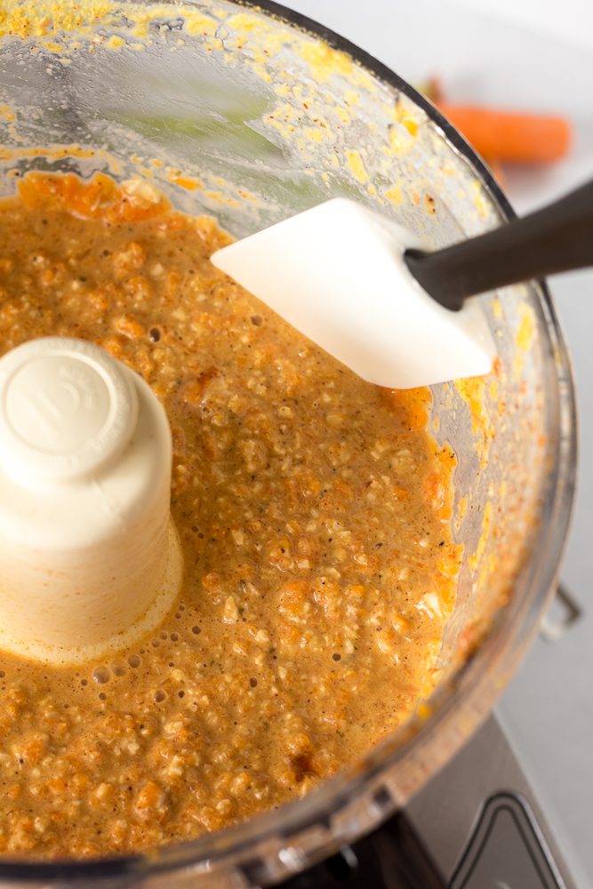 Carrot Cashew Queso process shot by Flora & Vino