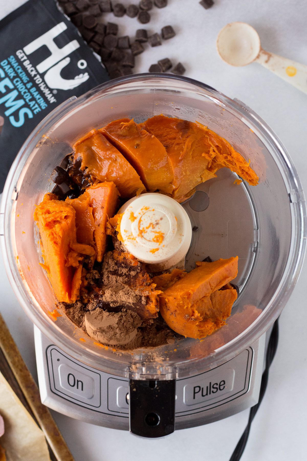 Sweet Potato Frosting ingredients in food processor 