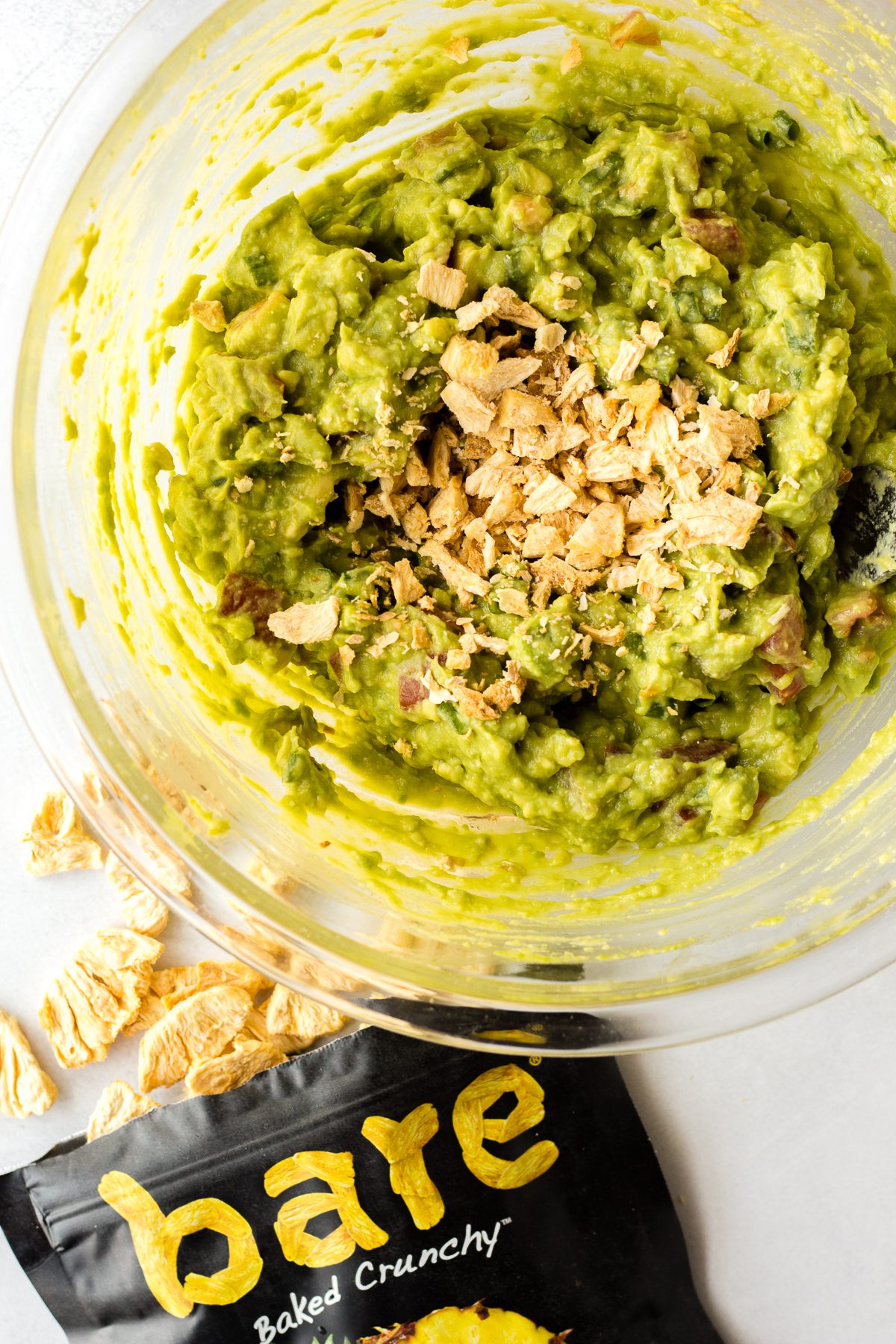 Pineapple Guacamole process shot by Flora & Vino