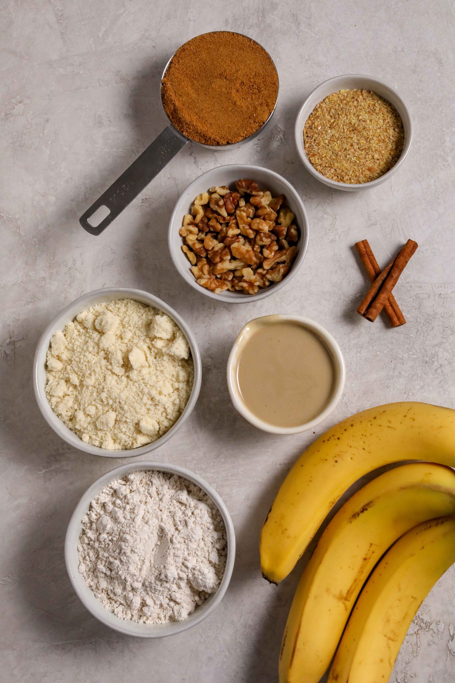 Cinnamon Tahini Walnut Banana Bread ingredients photo by Flora & Vino