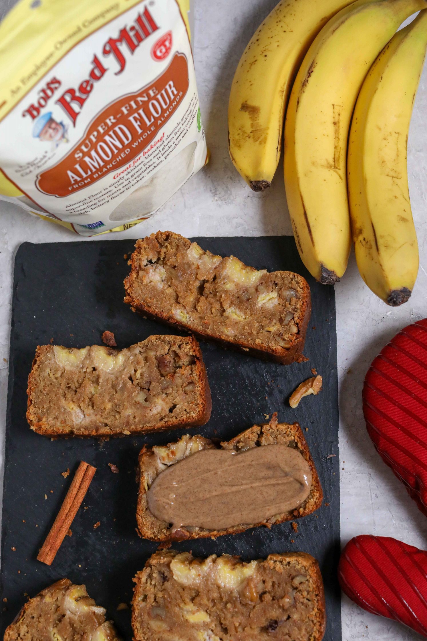 Cinnamon Tahini Walnut Banana Bread by Flora & Vino