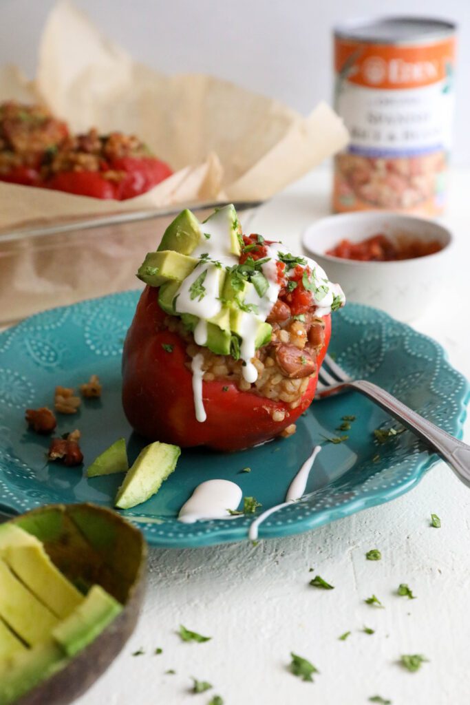Spanish Rice & Beans Stuffed Peppers by Flora & Vino