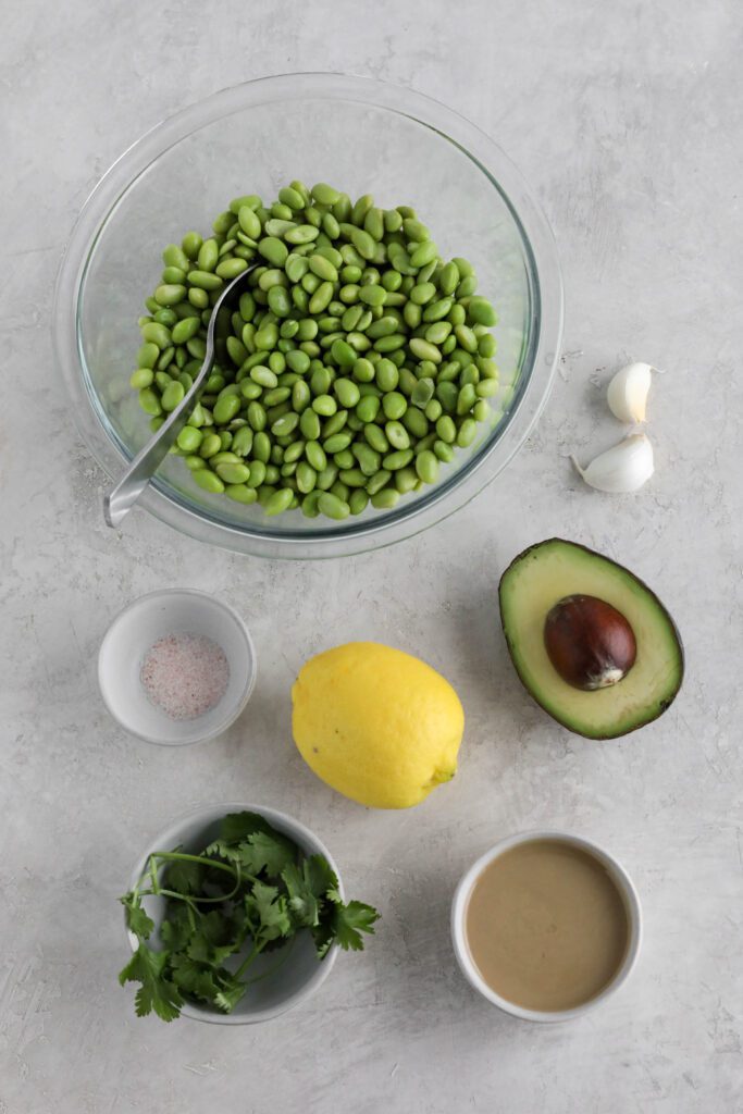 ingredients for smashed edamame toast 